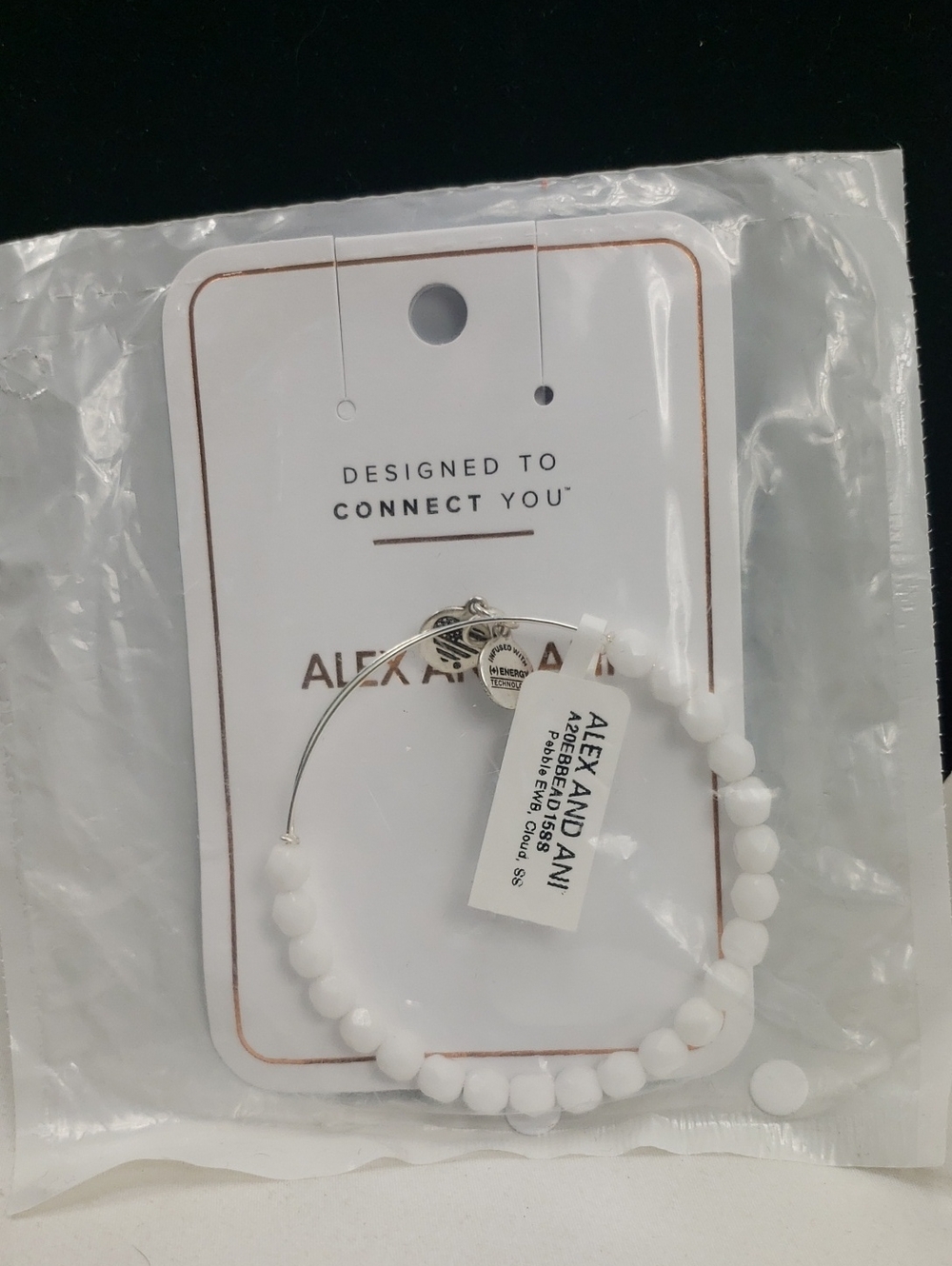 Alex and Ani White Beaded Bracelet in Silver NWT - Picture 2 of 3